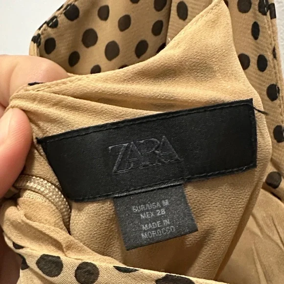 Zara Tan Maxi Dress with Black Dots - Picture 11 of 12